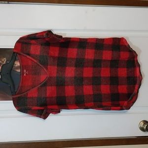 SALE Mudd Red and Black Buffalo Plaid Short Sleeve Tunic T-shirt